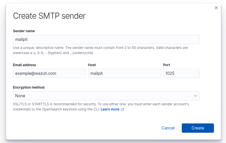 Create SMTP sender